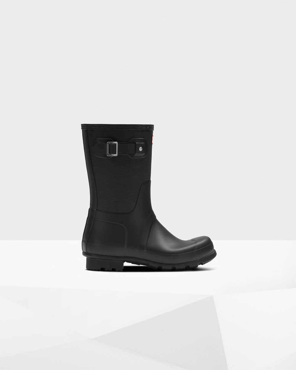 Hunter Original Exploded Logo Texture Short Rain Boots - Sale Clearance Mens Black - QJNXMG906